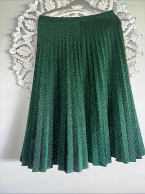 Zara Shimmery Dark Emerald Green Pleated Circle Skirt